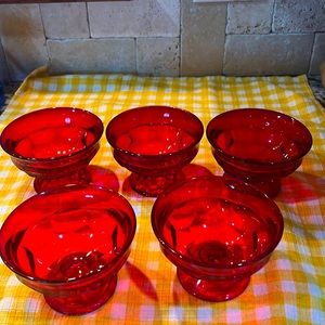 5 Red Vintagge Viking  Georgian Sherbet Dishes in Excellent Condition. Approx 3”
